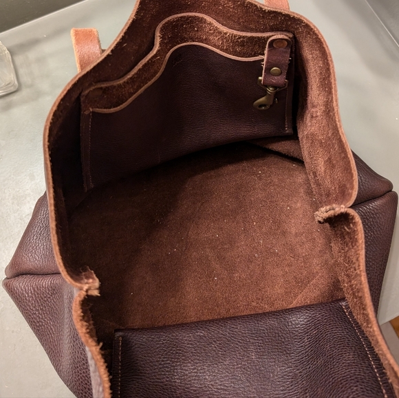 💥Go Forth Goods Avery Large Tote Bag Mocha Pebbled Leather Made in America💥 - Picture 16 of 16